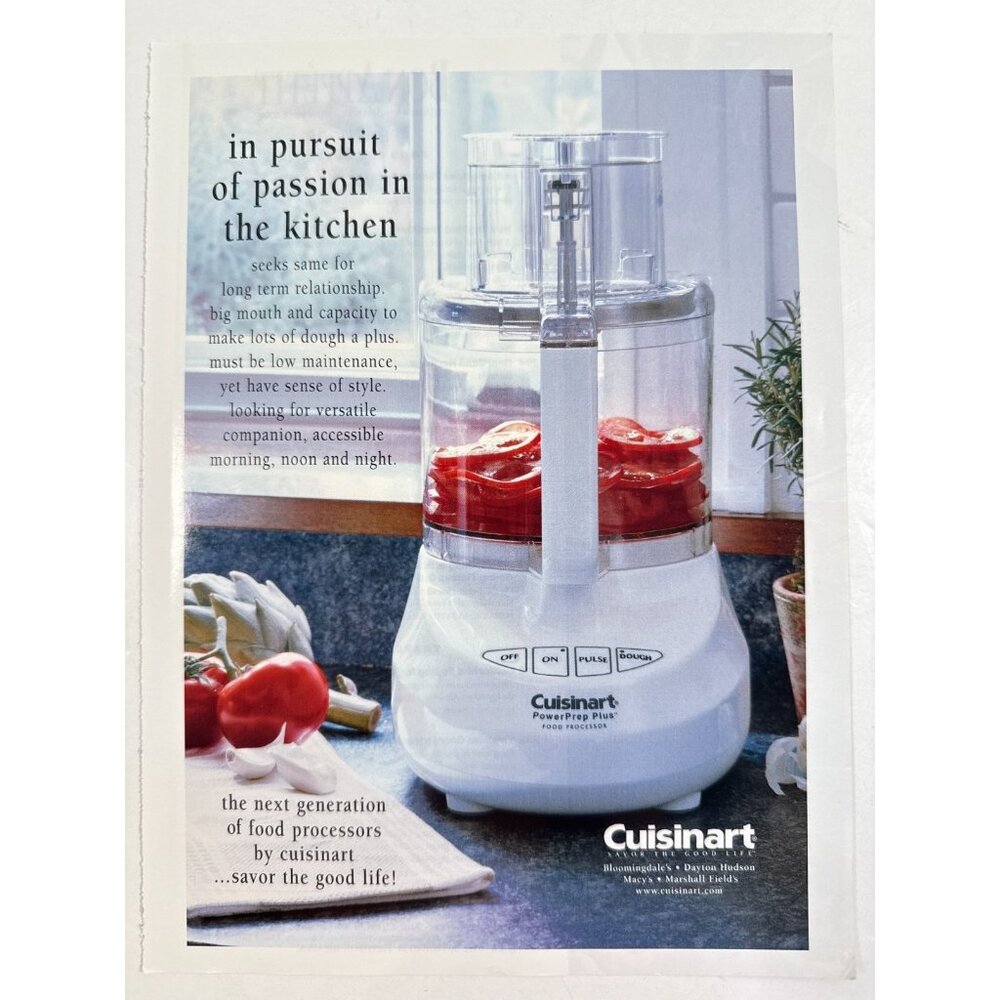 Vintage 2000 Cuisinart Food Processor Artichoke Tomato Advertisement Print Ad